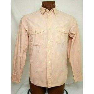 Vintage Eddie Bauer Men's Pink Blue Striped Button Up Shirt Size S Long Sleeve